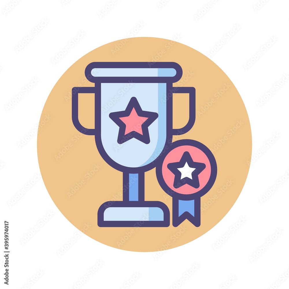 First place cup award sign icon. Trophy and badge for high quality service. First place cup award sign icon. Trophy and badge for high quality service.
