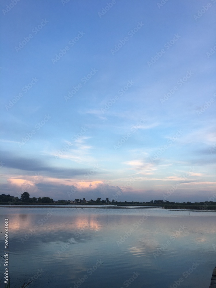 Fototapeta premium sunset over the river