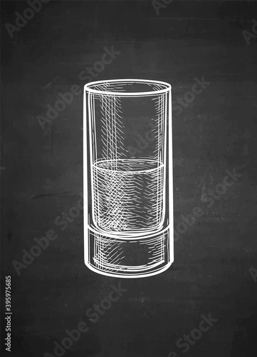 Chalk sketch of whiskey glass.
