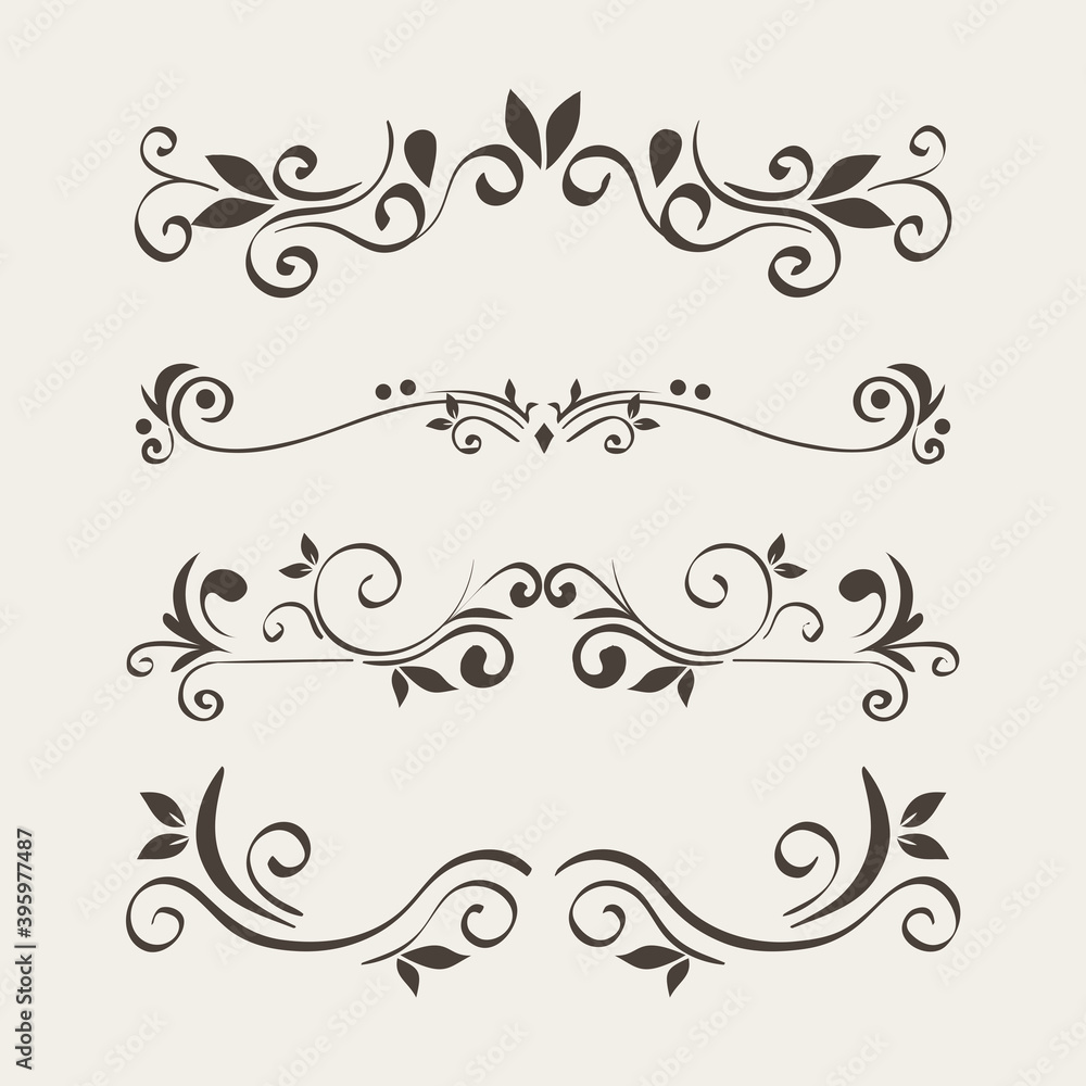 black ornament icon set on isolated background design of Decorative element theme Vector illustration