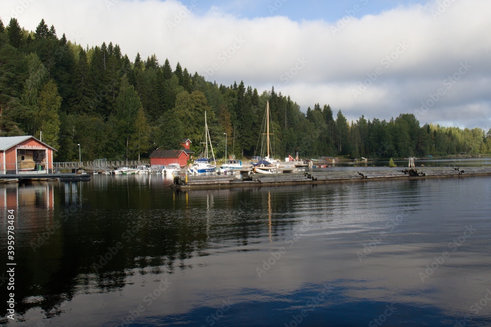Boats at Pielinen Lake, Koli National Park, North Karelia.  Finland. Europe.