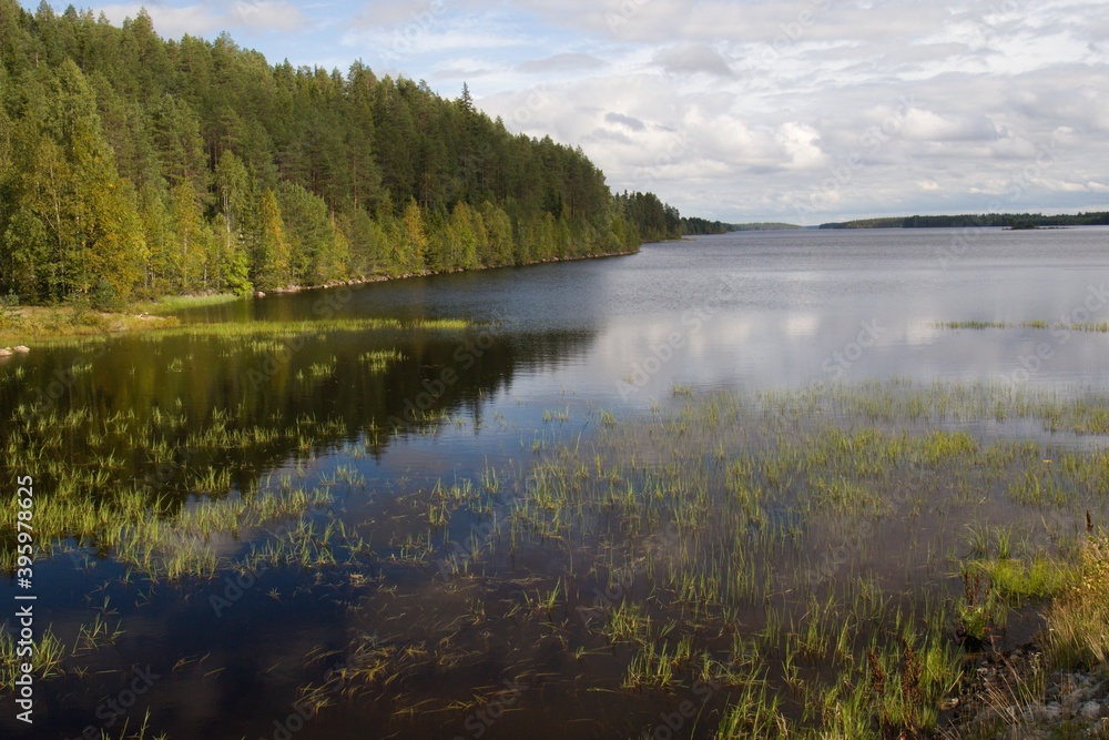 View of Juuma Lake in Oulanka National Park, Lapland. Finland.