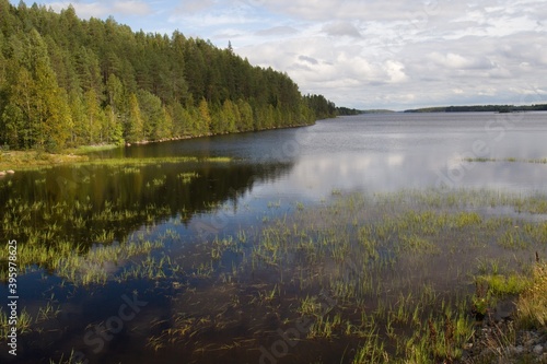 View of Juuma Lake in Oulanka National Park, Lapland. Finland.