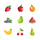 fruits icon set design, healthy organic food theme Vector illustration