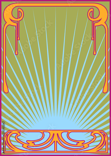 Art Nouveau Frame Psychedelic Color Background Retro  Style Border 