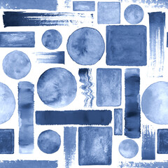Deken met foto Blauw wit patronen Contemporary art seamless pattern background. Abstract grunge geometric shapes  © Olga