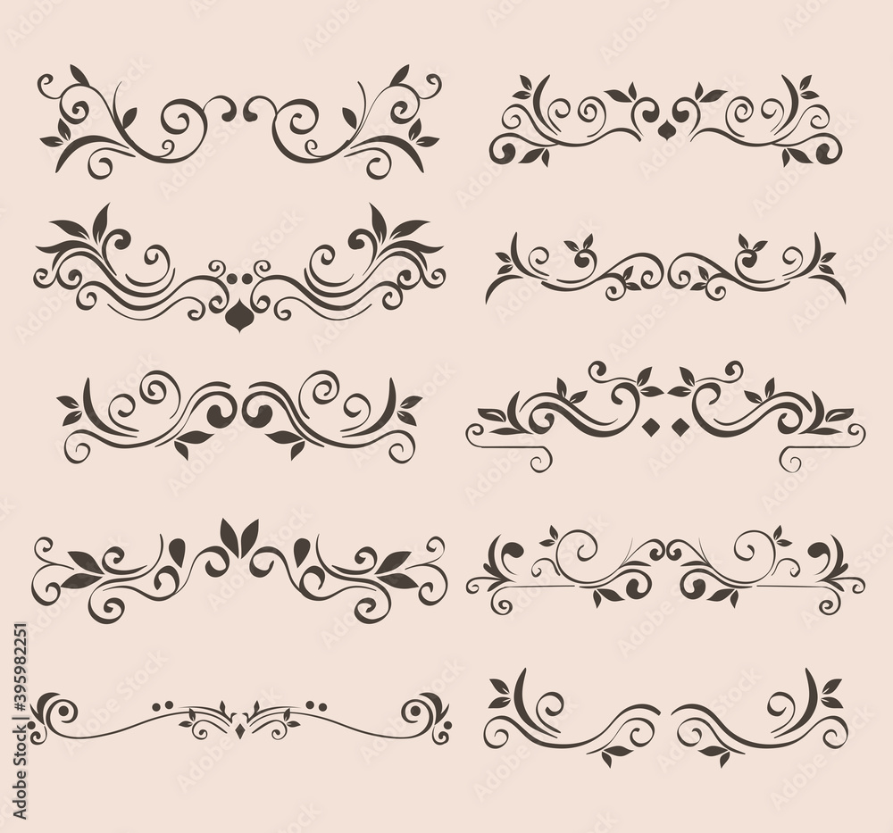 black ornament icon set on isolated background design of Decorative element theme Vector illustration