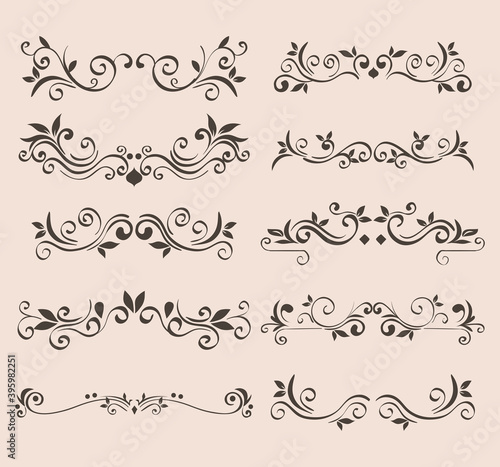 black ornament icon set on isolated background design of Decorative element theme Vector illustration