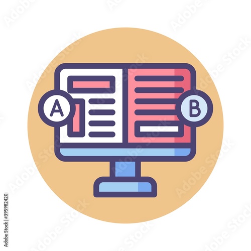 Split testing, A/B comparison testing concept with computer vector illustration.
