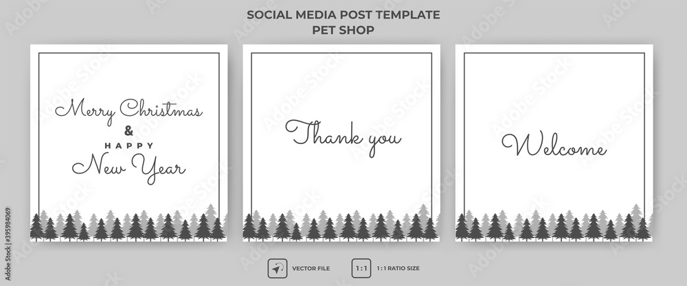 Editable square banner design template. Merry christmas and happy new year, welcome, thank you, background. Perfect for social media and card.