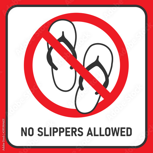 No slippers allowed sign, Isolated illustration images.