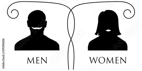 Stylish toilet sign, Vector illustrations isolated.