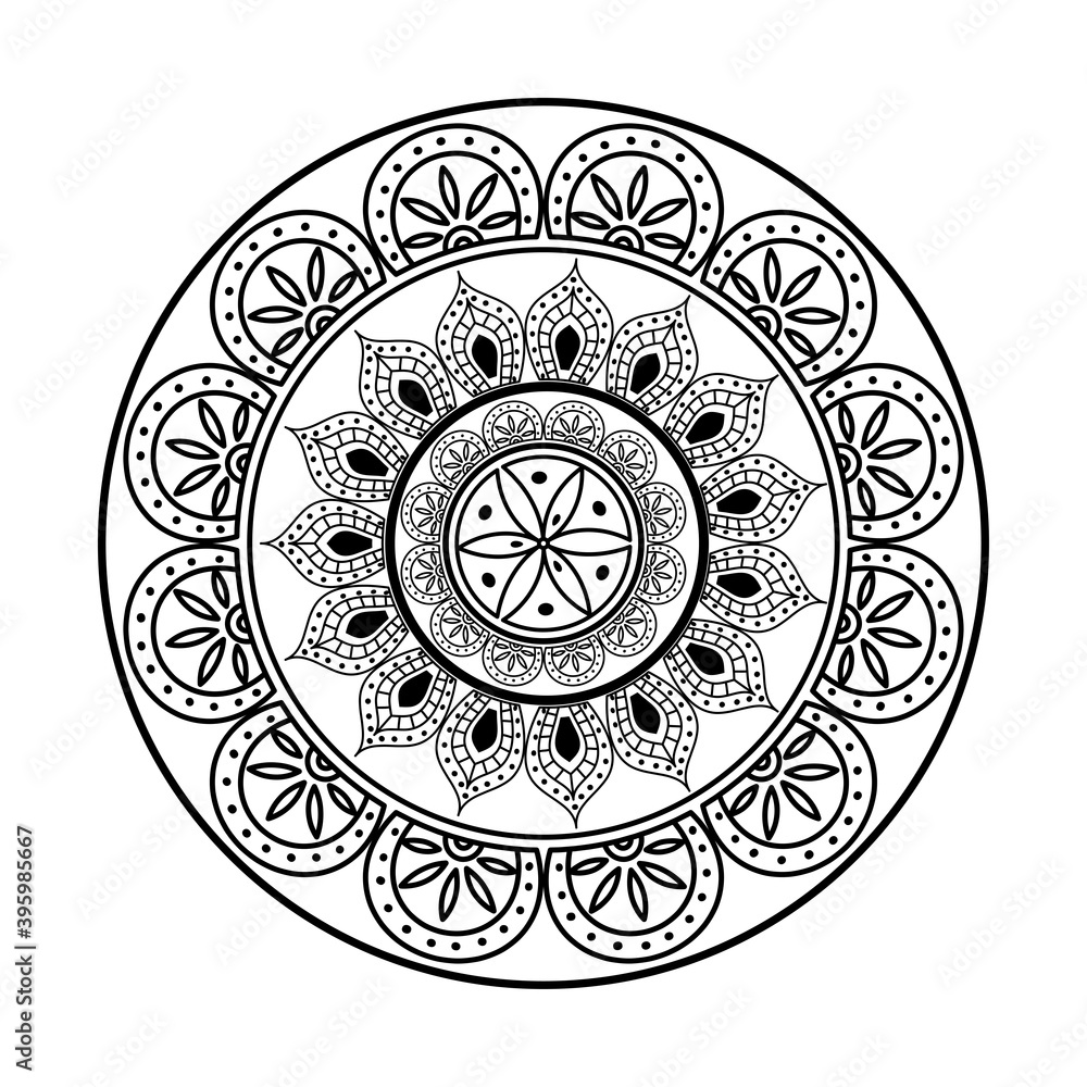 monochrome ethnic mandala decoration icon vector illustration design