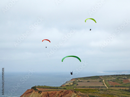 Paragliders flying at Gralha, Portugal 