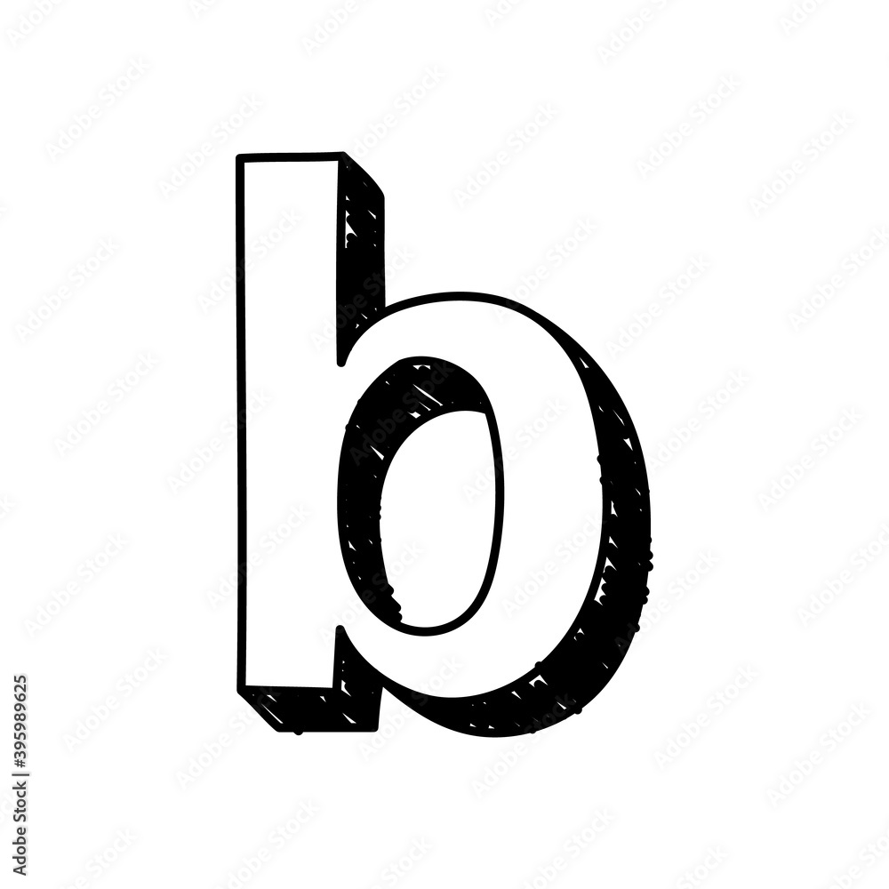 B letter handdrawn symbol. Vector illustration of a small English