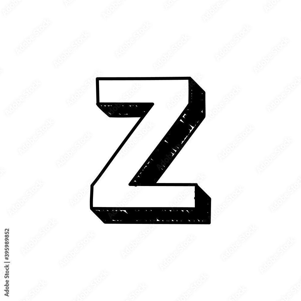 Z letter hand-drawn symbol. Vector illustration of a small English ...