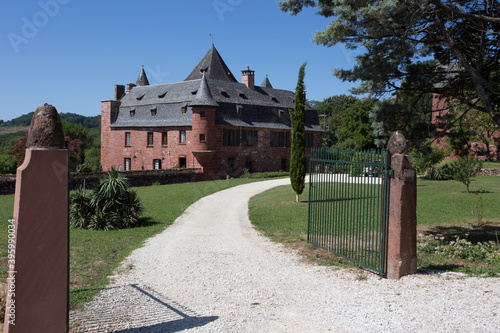 Red Sandstone building in the Medieval town of Collonges-la-Rouge in the department of Corrèze, in the region of Nouvelle-Aquitaine, France