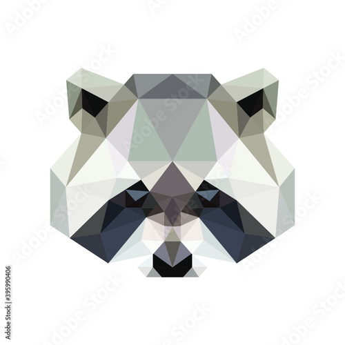 raccoon head low poly geometric polygonal triangle logo icon symbol design template