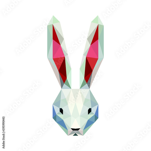 rabbit head low poly geometric polygonal triangle logo icon symbol design template
