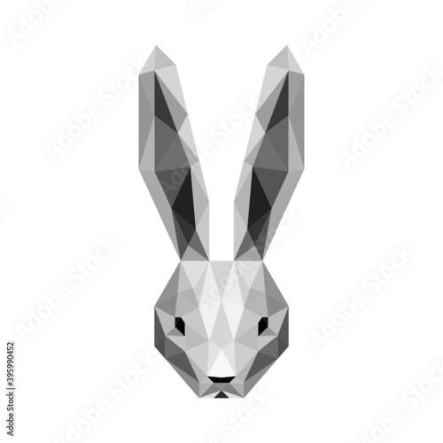 rabbit head low poly geometric polygonal triangle logo icon symbol design template