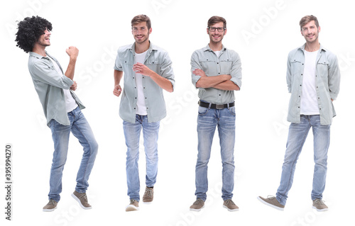 collage of confident young man isolated on white photo