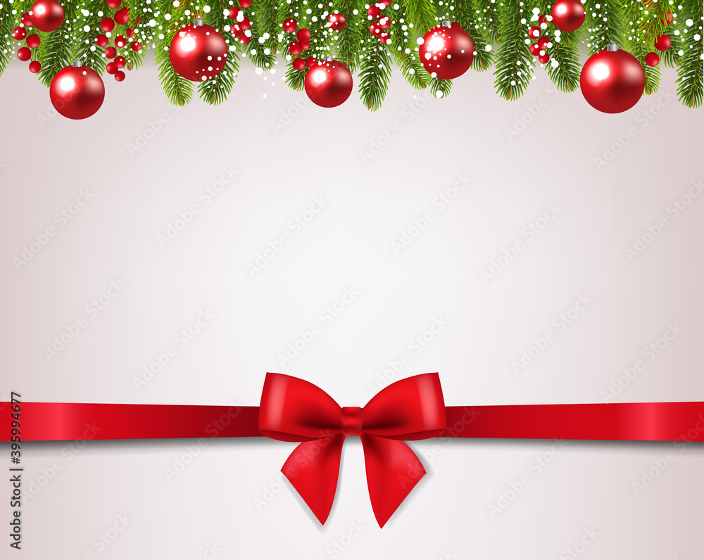 Xmas Card With And Silk Red Ribbon Background With Gradient Mesh, Vector Illustration Xmas Card With And Silk Red Ribbon Background With Gradient Mesh, Vector Illustration