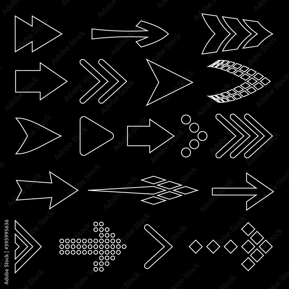 Icon Set Of Flat Arrows Isolated Arrow Icon Set Collection For Back
