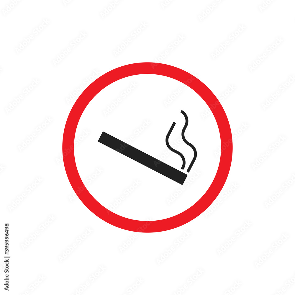 No smoke icon. Cigarette zone symbol. Tobacco illustration, cigar in vector flat No smoke icon. Cigarette zone symbol. Tobacco illustration, cigar in vector flat