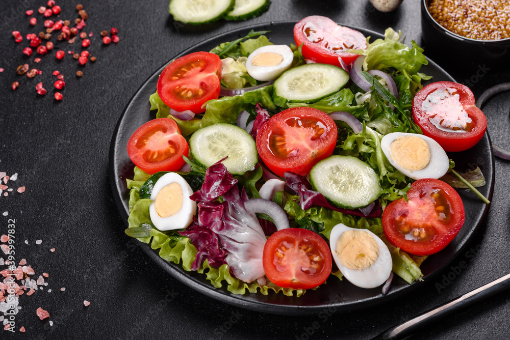 Fresh delicious vegitarian salad of chopped vegetables on a plate Fresh delicious vegitarian salad of chopped vegetables on a plate