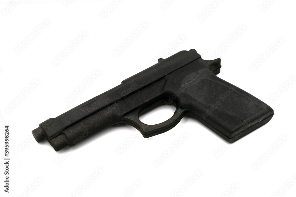 rubber training pistol on white background rubber training pistol on white background