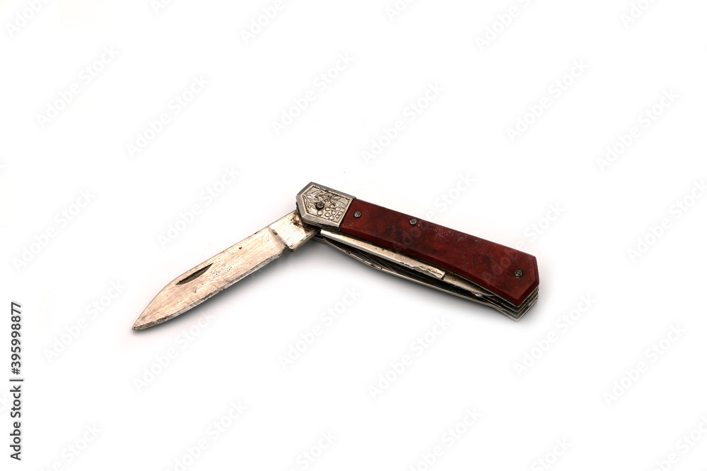 folding knife on white background folding knife on white background
