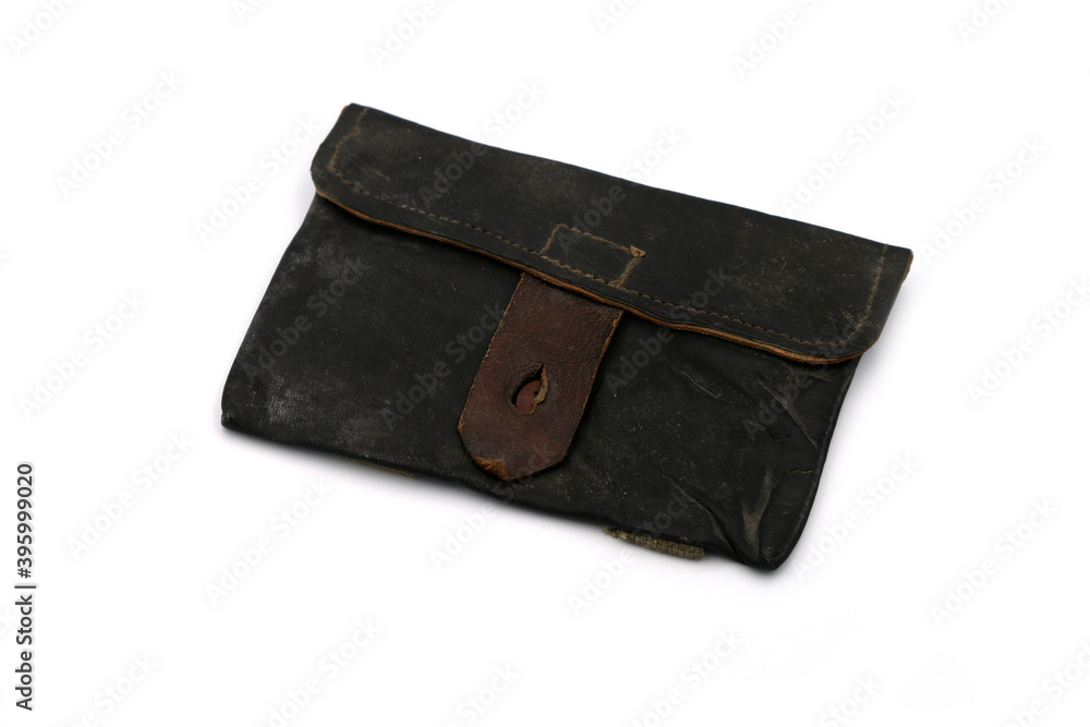 leather pouch for additional rifle ammunition on a white background leather pouch for additional rifle ammunition on a white background