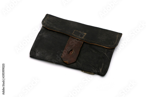 leather pouch for additional rifle ammunition on a white background