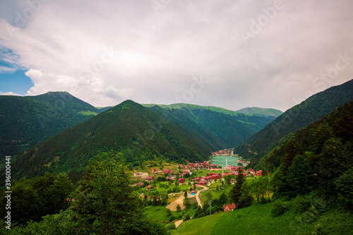 Uzungol view from the hill in turkey trabzon
