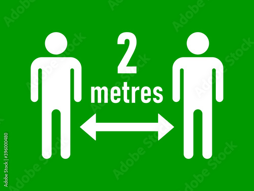 Keep Your Distance 2 Metres or 2 m Social Distancing Warning Symbol. Vector Image.