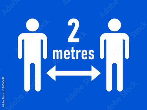 Keep Your Distance 2 Metres or 2 m Social Distancing Warning Symbol. Vector Image.