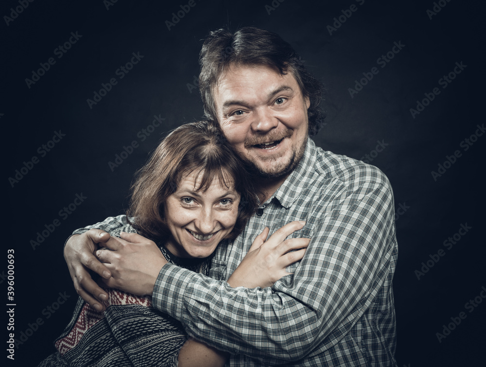 Adult man and woman are happy to be together