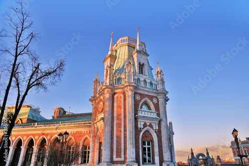 Photography View of the Grand Palace in Tsaritsyno park in Moscow