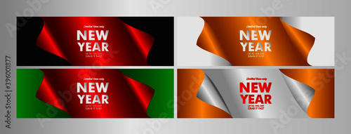 new year sale up to 70% event text label on black background vector design illustration.