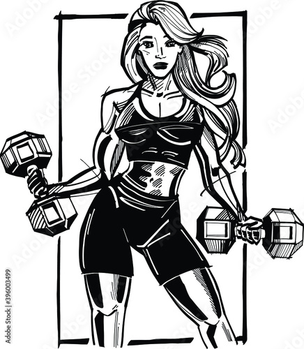 girl with barbells