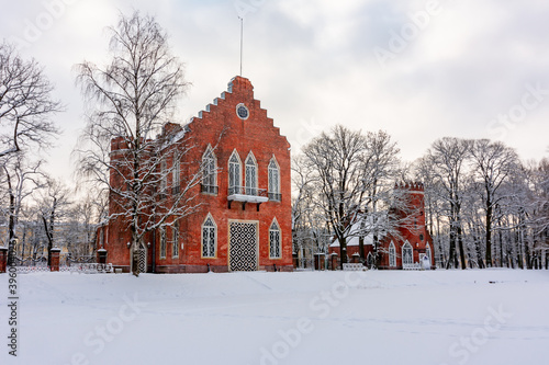 Admiralty buildings in winter in Catherine park, Tsarskoe Selo, St. Petersburg, Russia