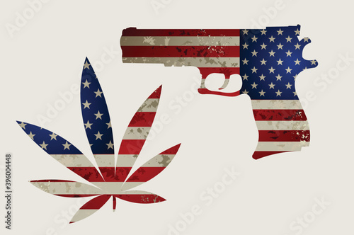 USA flag and Guns