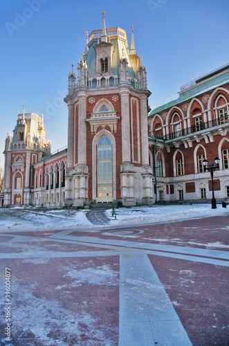 Photography View of the Grand Palace in Tsaritsyno park in Moscow
