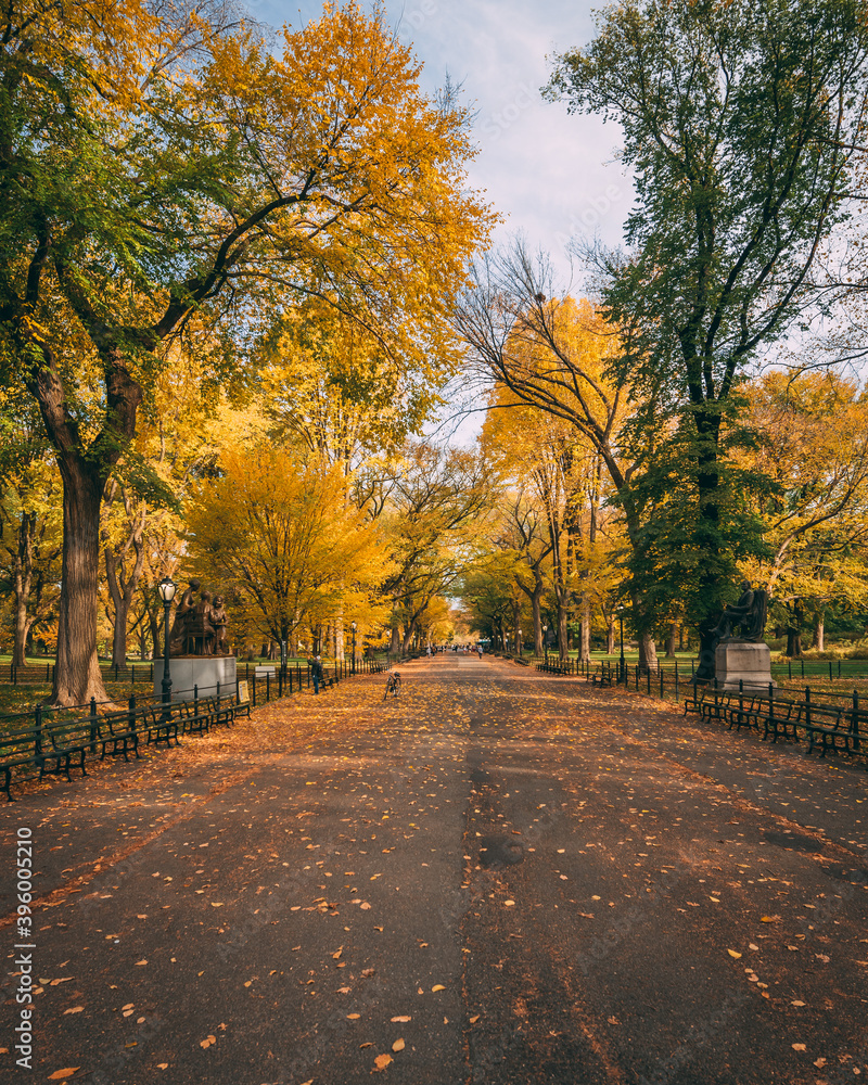 Autumn color at The Mall, in Central Park, Manhattan, New York City