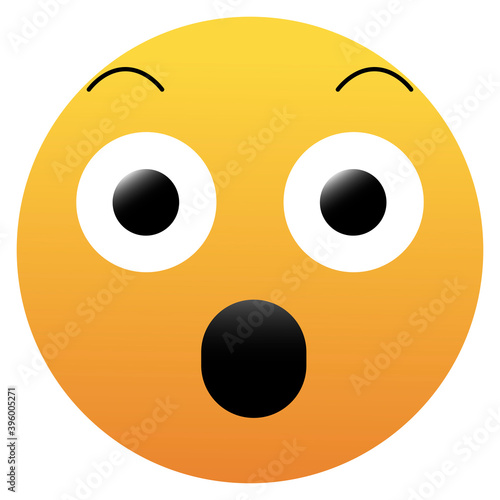 Facebook wow emoji. Social media surprised, shocked face icon isolated. Cartoon face isolated on white background.