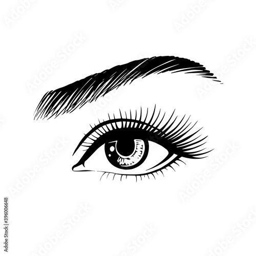 beautiful female eye drawn by hand