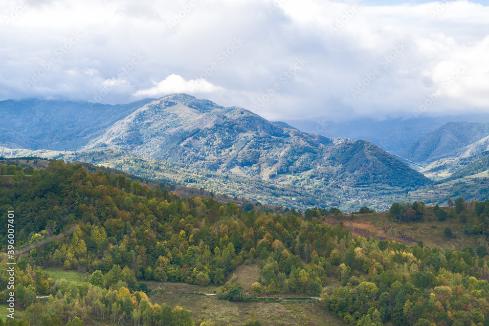 Mountain view with cloudy sky