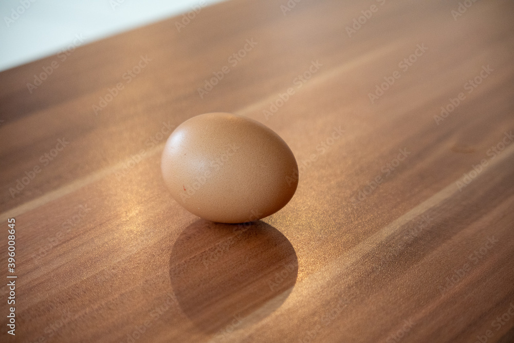 on kitchen worktop lies a brown chicken egg on kitchen worktop lies a brown chicken egg