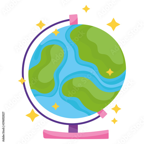 back to school, globe map geography cartoon icon