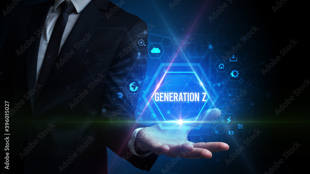 Man hand holding GENERATION Z inscription, social media concept